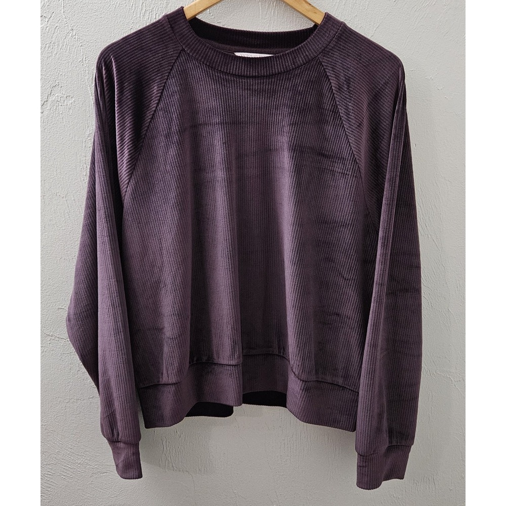 NEW w/Tags Victoria Secret Striped‎ Pattern Purple Velvet Sweatshirt Size Large